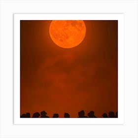 Full Red Moon Art Print