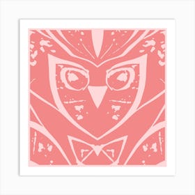 Abstract Owl Two Tone Pink Art Print