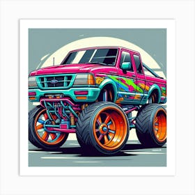 Pickup Truck Ford Vehicle Colorful Comic Graffiti Style Art Print