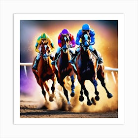 Jockeys Racing Horses 11 Art Print