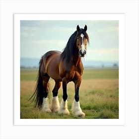 A Majestic Clydesdale Horse Standing In A Field 1 Art Print