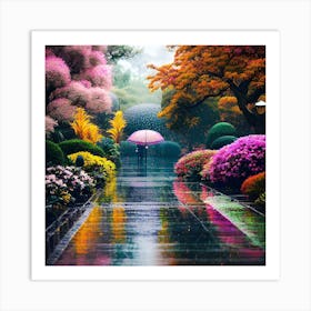 Rainy Day In The Park 1 Art Print