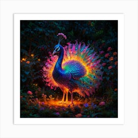 Peacock At Night 2 Art Print