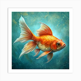 Golden Fish In An Aquarium Art Print