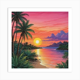 Sunset At The Beach 21 Art Print