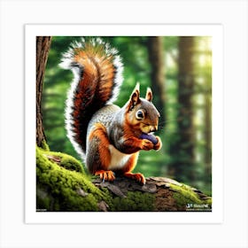 Squirrel In The Forest 382 Art Print