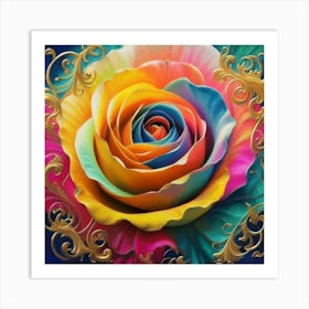 Abstract painting of a magical organic rose Art Print