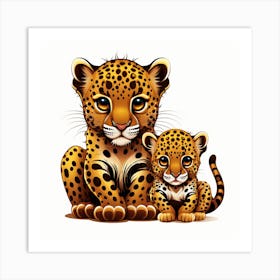 Leopard And Cub Art Print