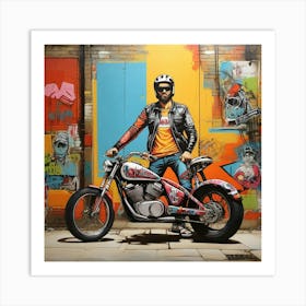 Pop Art graffiti Bike and biker Art Print