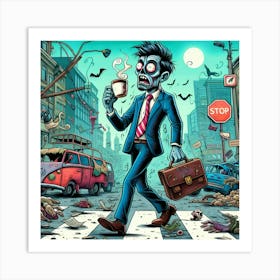 Zombie Businessman Art Print