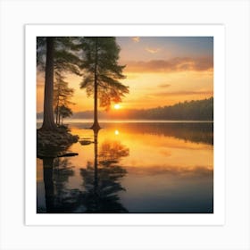 Sunrise At The Lake Art Print