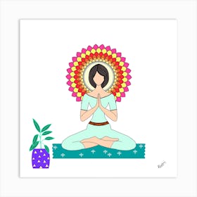 Yoga Meditating Woman Art Print