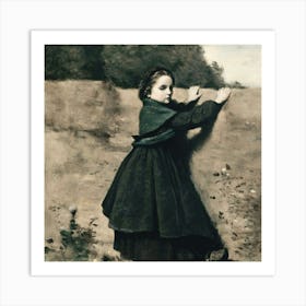 Girl Leaning Against A Wall Art Print