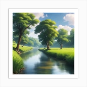 River Landscape 4 Art Print