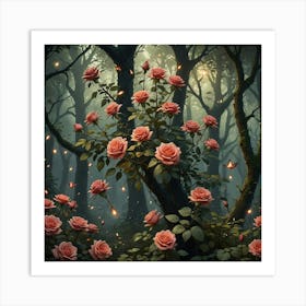 Roses In The Forest Art Print