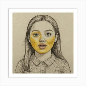 Girl With Yellow Face Art Print