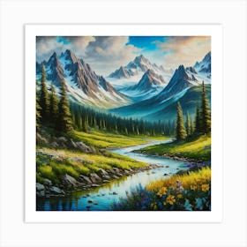 Capture A Breathtaking Panoramic View Of A Vast Mountain Range Art Print