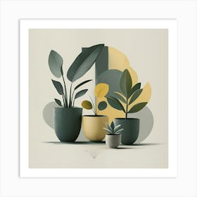 Three Potted Plants 1 Art Print