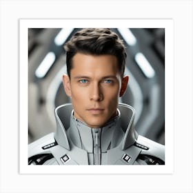 3d Photography, Model Shot, Man In Future Wearing Futuristic Suit, Beautiful Detailed Eyes, Professional Award Winning Portrait Photography, Zeiss 150mm F 2 2 Art Print