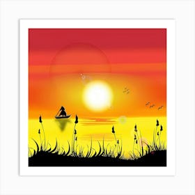 Sunset In The Water Art Print