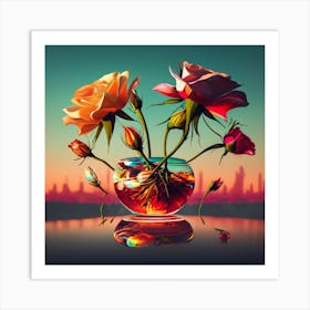 Roses In A Vase 2 Art Print