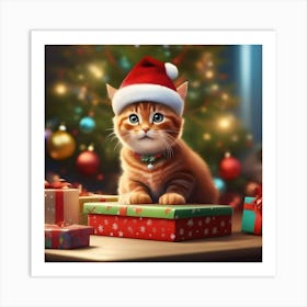 Christmas Cat Art Print