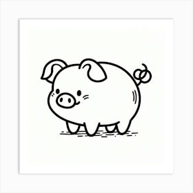 Line Art pig 1 Art Print