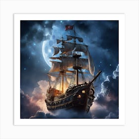 Pirate Ship In The Sky Art Print