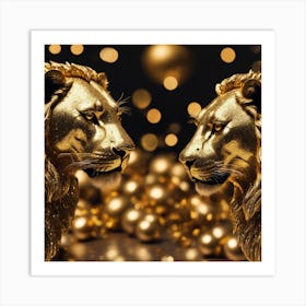 Golden Lions Art Print