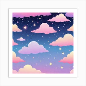 Sky With Twinkling Stars In Pastel Colors Square Composition 84 Art Print