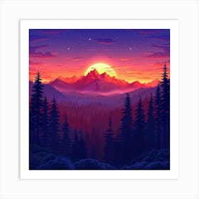 Sunset In The Mountains 31 Art Print