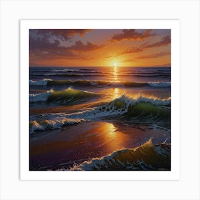 Sunset At The Beach 6 Art Print