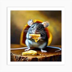 Mouse Eating Cheese Art Print