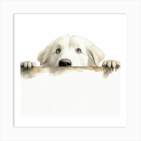 Dog Peeking Over A Sign 8 Art Print