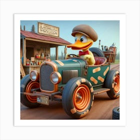 Donald Duck In A Car 3 Art Print