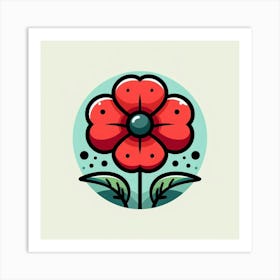 Large red poppy flower, Vector art 6 Art Print