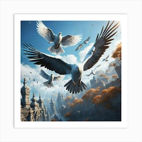 Eagles In Flight Art Print