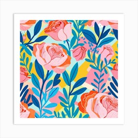 Seamless Roses Pattern Art Print