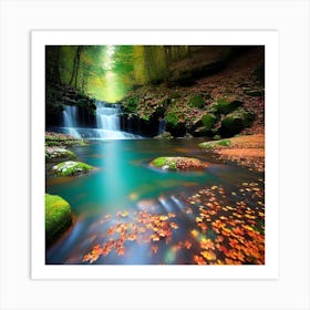 Waterfall In The Forest 25 Art Print
