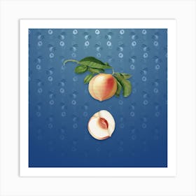 Vintage Peach Botanical on Bahama Blue Pattern n.1395 Art Print