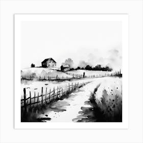 Black And White Watercolor Painting Art Print