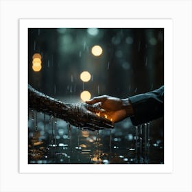 Hands In The Rain Art Print