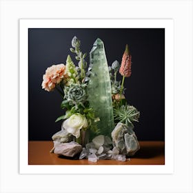 Flowers And Crystals 5 Art Print