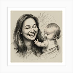 Portrait Of A Mother And Baby Art Print