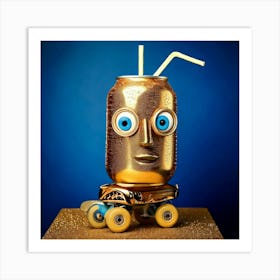 Firefly Frightened, Robot, Blue Eyes, Inline Roller Skates, Disguised, Sweaty, Gold, Aluminum Can, C (10) Art Print