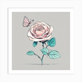 Rose And Butterfly Art Print