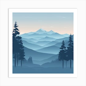 Misty mountains background in blue tone 49 Art Print