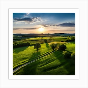 Grass Ecology No People Pasture Drone Scenic Shadow Flight Rural Scene Green Aerial View (4) Art Print