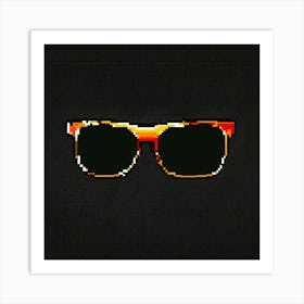 Pixel Art Of Black Sunglass From The Front With Bl Póster