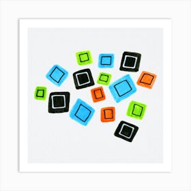 Multicolor Squares Scattered Art Print
